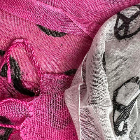 2pcs Hot Pink Semi Sheer Scarf , Delicate Drape For Warm Days,Office Appropriate Subtlety For Women Men