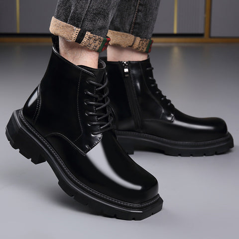 Insulated Boots With A Side Zipper Feature A Thick Sole