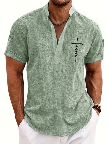 Men's casual suit 3D printed zipper short sleeved polo shirt