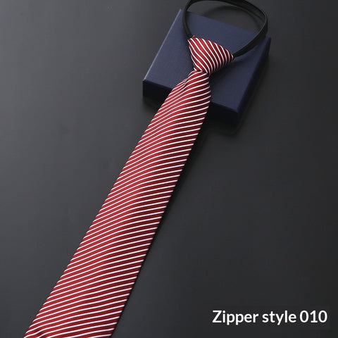 Mens Business Formal Zipper Tie With Blue Stripes