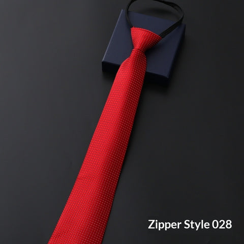 Mens Business Formal Zipper Tie With Blue Stripes