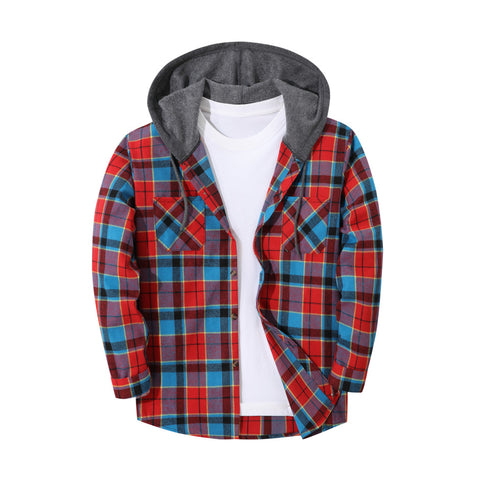Mens Trendy Plaid Hooded Jacket
