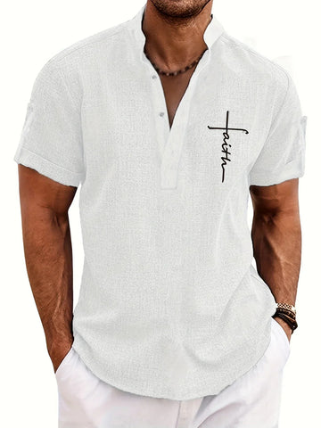 Men's casual suit 3D printed zipper short sleeved polo shirt