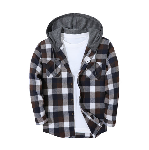 Mens Trendy Plaid Hooded Jacket